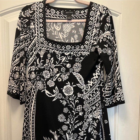 White House Black Market Women's Square Neck Bell Sleeve Floral Dress Size S - Picture 3 of 5